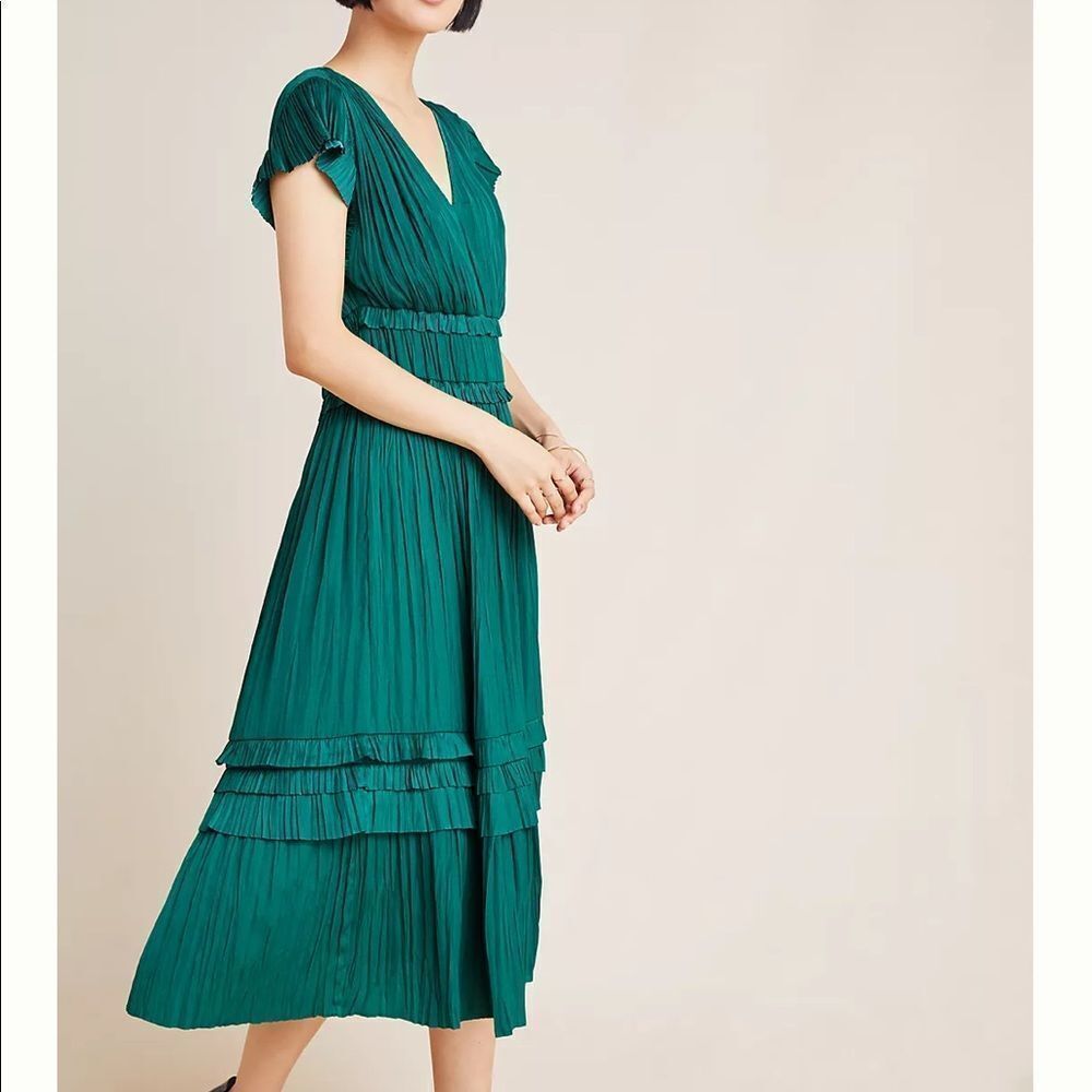 NWT Anthropologie Sereia Pleated Midi Dress Black XS #173